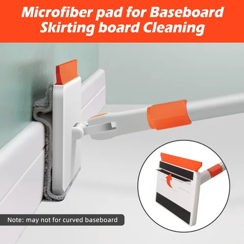 Vista 3 de Qaestfy Paquete de 2 almohadillas de microfibra compatibles con QAE011 Herramienta de limpieza de pared y zócalo con mango largo modelo QAE014