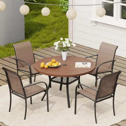 Vista 43 de VICLLAX Juego de 2 sillas de patio pequeñas para exteriores, juego de sillas apilables para patio y mesa de comedor cuadrada para porche delantero