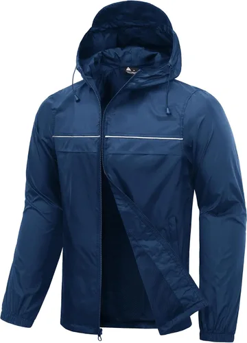 Vista 24 de SWISSWELL Mens Rain Jacket & Coats Packable Lightweight Waterproof Hooded 017-negro