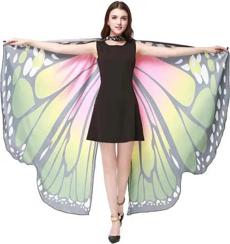 Vista 5 de Capa de mariposa para fiesta de baile y alas de hadas para disfraz de Halloween