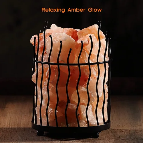 Vista 11 de Himalayan Glow Lámparas de cesta estilo pilar, lámpara nocturna de sal del Himalaya pura con trozos de sal, bombilla e interruptor regulable
