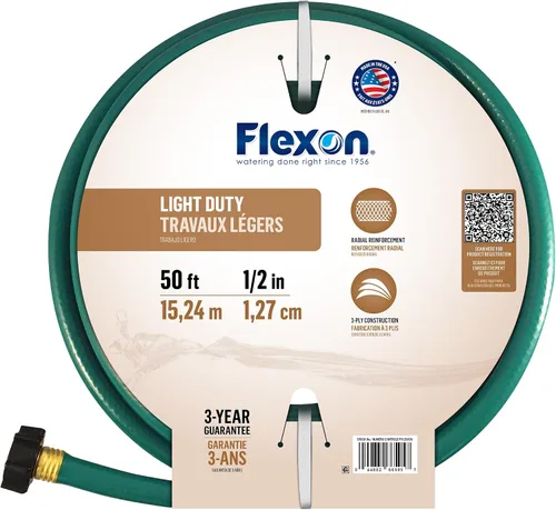 Vista 9 de Flexon Manguera de jardín de servicio ligero de 1/2" x 25 pies – Liviana, flexible, resistente a dobleces, vinilo duradero, acoplamientos a prueba