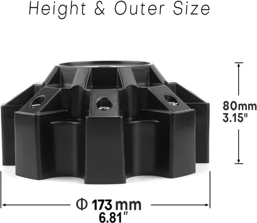Vista 2 de Tapones centrales de rueda de 6.811 in 6.81 pulgadas para HPD/HD Off-Road Off-Road Negro satinado V2 Hybrid Off-Road Truck Wheel 8 Lug