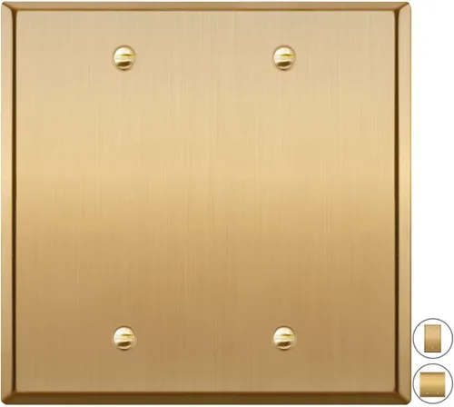 Vista 30 de Rio Salto Placa de pared de metal dorado en latón Placa de salida en blanco Cubierta para tomas de corriente no utilizadas Interruptor de pared de 1