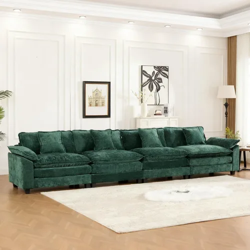 Vista 24 de Modular Sectional Couches Sofa, 4-Seat Cloud Couch with Double Layer Upholstered Seat Cushion, Breathable Chenille Fabric, for Living Room Bedroom