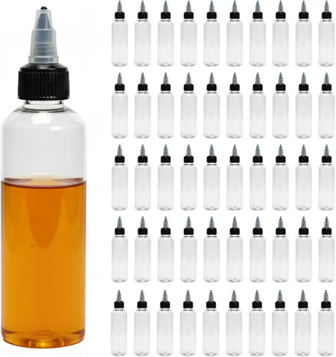Vista 9 de 36 botellas de plástico de 4 onzas para líquidos, aceite para el cabello, pintura, pegamento, salsa de cocina, botella dispensadora transparente