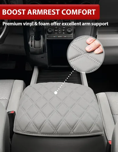 Vista 4 de KBH Funda para reposabrazos de consola central para Honda Pilot 2009-2015, accesorios interiores de cuero de vinilo, protector de cojín con bolsillo