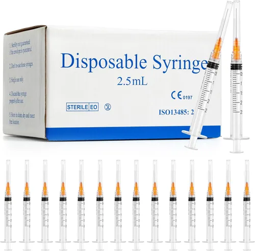 Vista 8 de Paquete de 100 jeringas de 1ml con aguja - 25G 1 pulgada Jeringa desechable de 1cc para uso en laboratorio científico, estéril envuelta