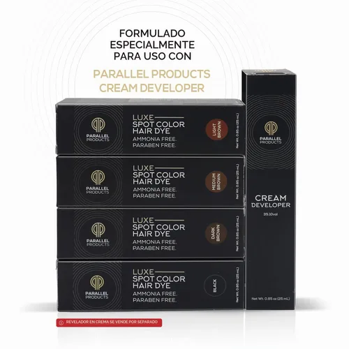Vista 3 de Parallel Products - Luxe Color (negro) - Tinte para el cabello crema - 0.8 fl oz - Tinte para colorear manchas profesional - Cubre el cabello gris