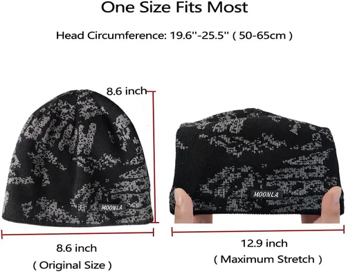 Vista 2 de Sireck Gorro para hombre y mujer, gorro de punto cálido para clima frío, gorro térmico