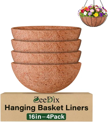 Vista 19 de ZeeDix Paquete de 3 forros de coco de 12 pulgadas para maceteros, revestimientos redondos para cestas colgantes 100% naturales, cesta de coco