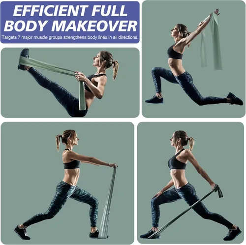 Vista 4 de Bandas de resistencia para entrenamiento, bandas de ejercicio de látex natural para terapia física, estiramiento, yoga, pilates, entrenamiento