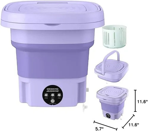 Vista 7 de Lavadora plegable, mini lavadora de alta capacidad de 8 L, con 3 modos de limpieza profunda, lavadora pequeña media automática para ropa de bebé
