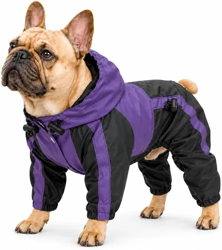 Vista 20 de Ropa para mascotas, abrigo impermeable de nailon para mascotas, chaqueta de lluvia adorable con capucha perfecta para razas de perros pequeños, Verde