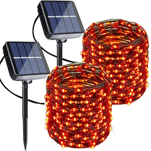 Vista 15 de Joomer - Cadena de luces solares de hadas, 2 paquetes de un total de 80 pies, 240 luces LED, impermeables, 8 modos de iluminación para patio, cerca
