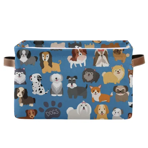Vista 30 de Emelivor ABC - Contenedor de almacenamiento plegable con asa rectangular impermeable ABC Dinosaurios cesta para almacenamiento cubo organizador