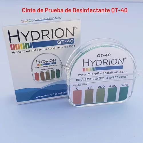 Vista 2 de Hydrion QT-40 Desinfectante Rollo de prueba de 15 pies con tabla
