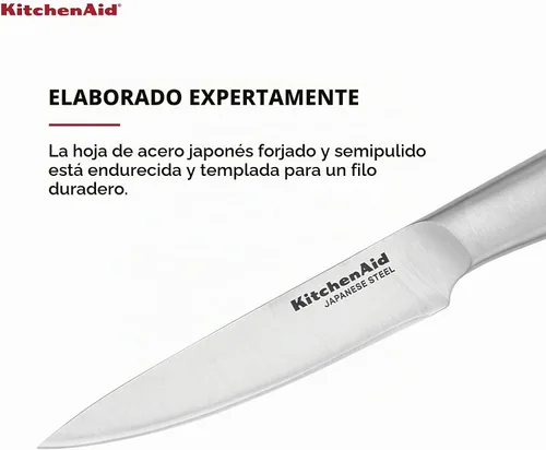 Vista 2 de KitchenAid Gourmet - Cuchillo utilitario de acero inoxidable forjado de borde fino con cubierta de hoja de ajuste personalizado, 4.5 pulgadas
