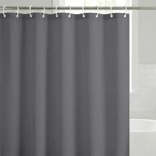 Vista 9 de Americanflat 71x74 Cortina de Ducha Sólida Negra - Cortina de Ducha Larga Resistente al Agua con Ojales de Metal Duraderos y 12 Ganchos - 100%