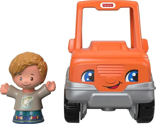 Vista 3 de Fisher-Price Little People - Juguete para niños pequeños, ayuda a un amigo a recoger camión, vehículo naranja y figura para jugar a partir de 1 años
