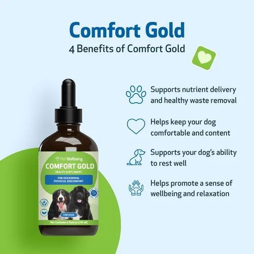 Vista 4 de Pet Wellbeing Comfort Gold para perros – Apoya la comodidad física canina, la circulación saludable, corydalis, cúrcuma – Suplemento herbario