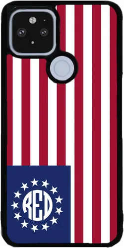 Vista 9 de Betsy Ross - Funda de goma negra con monograma de bandera estadounidense compatible con Google Pixel 10, 10 Pro, 10 Pro XL, 9a, 9 Pro, Pixel 9
