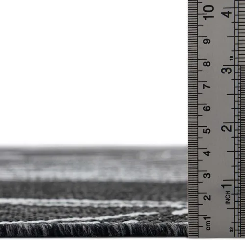 Vista 2 de Unique Loom Outdoor Botanical Collection - Alfombra de área, hoja (4 pies 1 pulgada, redonda, carbón marfil)