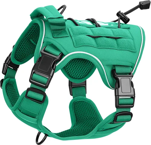 Vista 95 de Arnés táctico para perros grandes, chaleco reflectante ajustable sin tirones con sistema Molle, control de grado militar K9 para entrenamiento