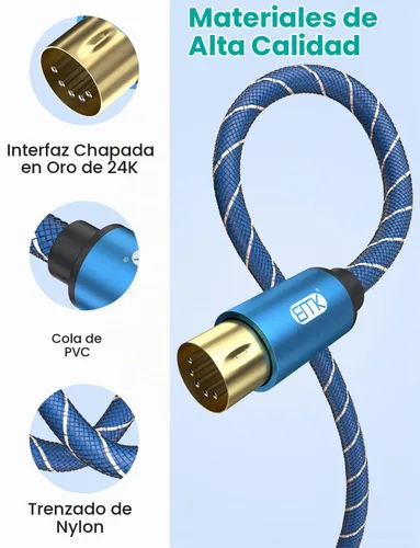 Vista 5 de EMK Cable DIN MIDI de 5 pines macho a macho, compatible con teclado MIDI/sintetizador/guitarra/multiefectos de guitarra/interfaz de audio/mezclador