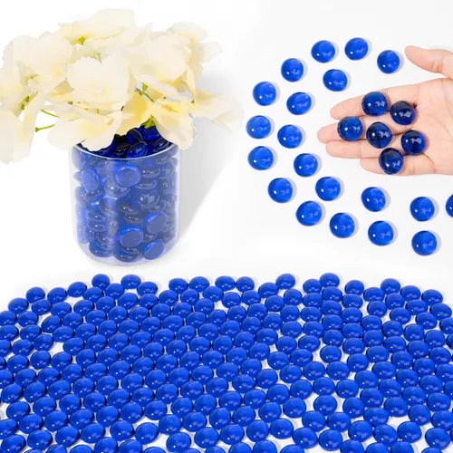 Vista 22 de Cuentas de vidrio para jarrones, cuentas decorativas de 0.97 libras, canicas planas para soporte de flores, manualidades, piedras de Mancala Blanco