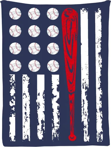 Vista 9 de Manta suave y acogedora con bandera de Estados Unidos de béisbol para niños, niñas, bebés, recién nacidos, manta de recepción de Navidad, 40 x 30