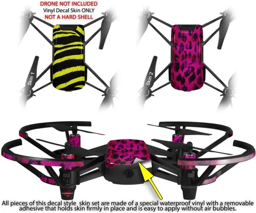 Vista 2 de Skin Decal Wrap 2 Pack para DJI Ryze Tello Drone Zebra Amarillo Drone No Incluido