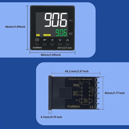 Vista 5 de Controlador de Temperatura PID, Coiliiot Voltaje AC100-240V, Pantalla LCD, Salida Dual de Relé y SSR, Salida Dual de Alarma, Termostato PID