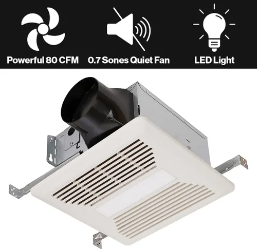Vista 2 de Haier QVE801DTW 80 CFM 0.7 Sone Ventilador de escape montado en el techo con iluminación LED - Blanco