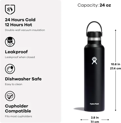 Vista 6 de Hydro Flask Botella de agua de acero inoxidable aislada, antiderrames Índigo