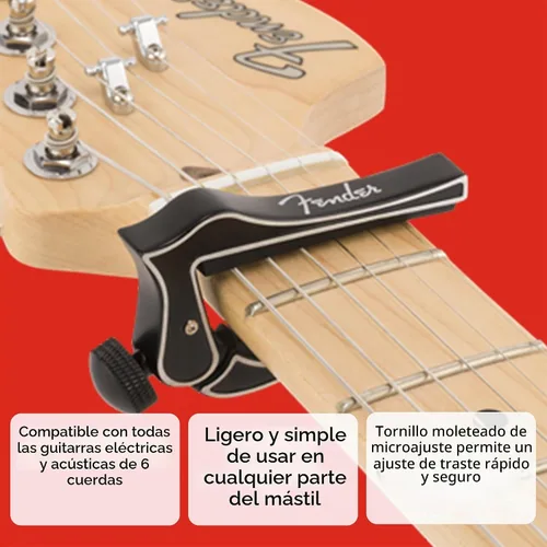 Vista 5 de Fender Dragon Capo, Accesorios de Guitarra, Negro