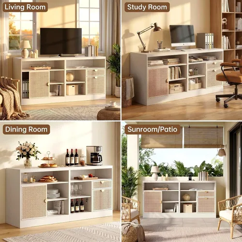 Vista 4 de ModernMate Archivador lateral de 2 cajones, archivador de madera de 63 pulgadas para oficina en casa con cerradura, estantes de almacenamiento