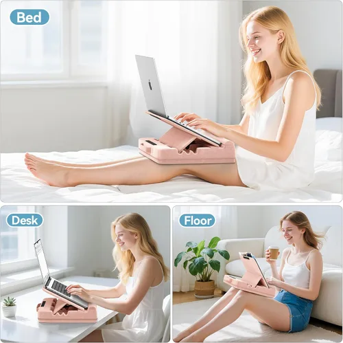 Vista 7 de Escritorio para laptop y tablet con cojín, almohada para computadora portátil para sofá, cama, automóvil, soporte de almohada ajustable