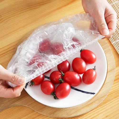 Vista 2 de 200 bolsas de conservación de frescos, bolsas de plástico elásticas para sellar alimentos con borde elástico, tapas ajustables elásticas Transparente