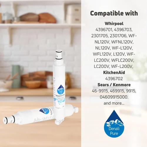 Vista 9 de Filtro de agua de repuesto para refrigerador Whirlpool GR2FHTXVL00, compatible con el cartucho de filtro de agua para refrigerador Whirlpool 4396701