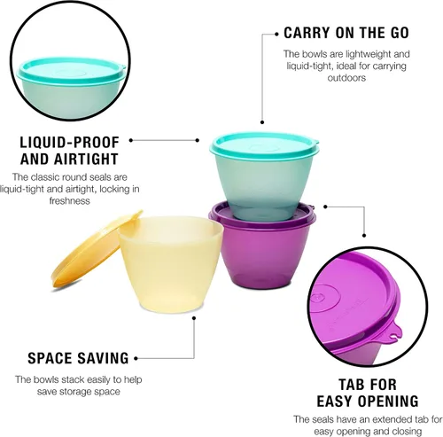 Vista 3 de Tupperware Recipiente de plástico - 13.5 fl oz, 6 piezas, multicolor