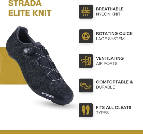 Vista 2 de Tommaso Strada Mens Cycling Shoes for Road Bikes Universally Compatible with All Shoe Clips & Bike Cleats, from SPD to Look Delta to Speedplay