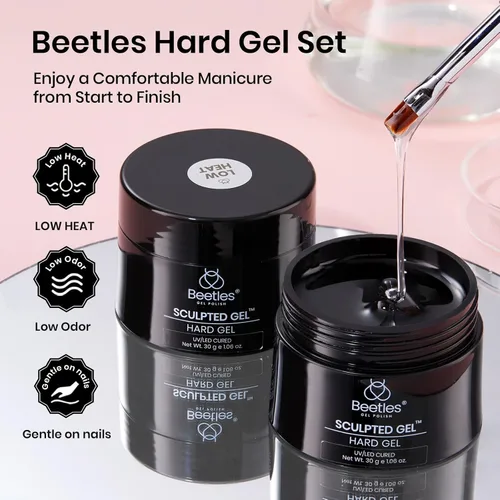 Vista 14 de Beetles Kit de Gel Duro para Uñas Clásico Neutro 3 Colores 9 en 1 Extensión de Uñas Esculpido de Alta Dureza para Profesionales de Salón Gel