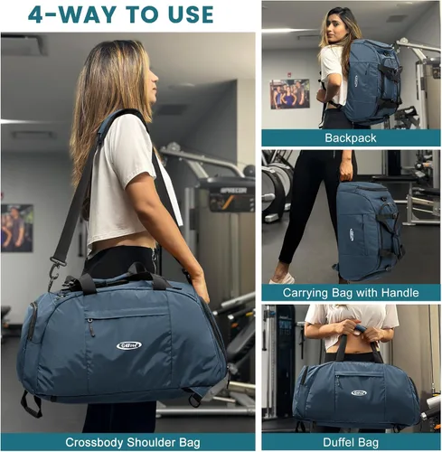 Vista 6 de G4Free Mochila de lona de 40L de tres usos para gimnasio, mochila para hombre y mujer, mochila deportiva con compartimento para zapatos, mochila