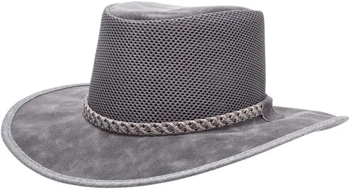 Vista 2 de Breeze - Sombrero de malla de cuero para hombres y mujeres UPF 50 transpirable ventilado Ala ancha, correa ajustable para la barbilla, sombrero