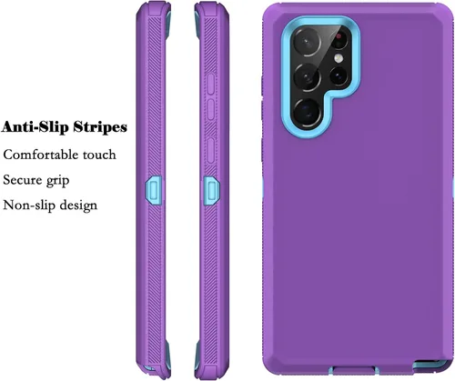 Vista 6 de Funda para Samsung Galaxy S22 Ultra de 6.8 pulgadas, triple capa de alta resistencia, protección contra caídas a prueba de golpes, funda protectora