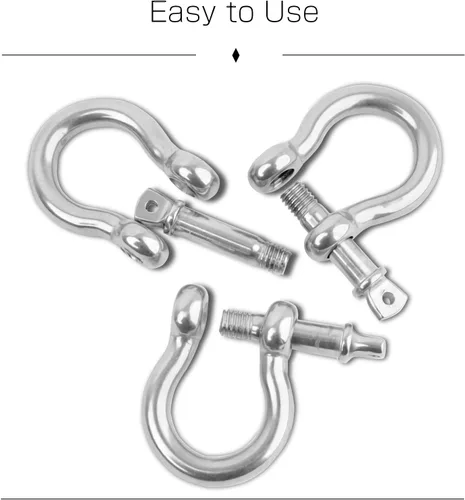 Vista 5 de AMYSPORTS Grillete de cadena resistente Acero inoxidable Levantamiento Pin Grillete Anclaje Arco Marina Anillo Grilletes Tornillo de acero al aire