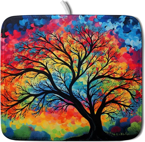 Vista 18 de Tapete de secado de platos de cabaña rústica, tapete escurridor de vida silvestre de oso del bosque, alce, 18 x 24 pulgadas, almohadilla escurridor