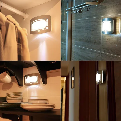 Vista 7 de Aplique de pared, lámparas de pared con sensor de movimiento, funciona con pilas, luz de pared regulable para dormitorio, pasillo, escalera