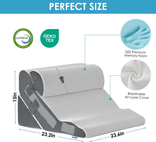 Vista 2 de MEGCXIT Almohada de cuña de cama 3PCS para dormir y almohada de elevación de piernas después de la cirugía